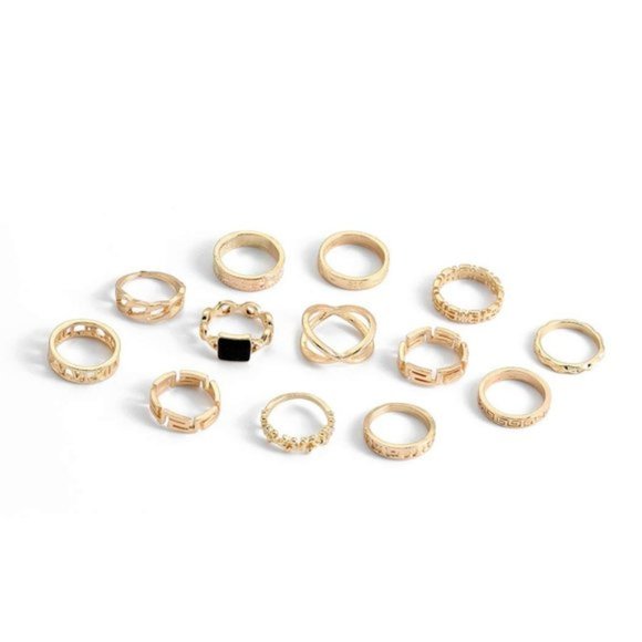⬇️ UO 13 pcs Ring Gold Knuckle Rings Set - Picture 3 of 7